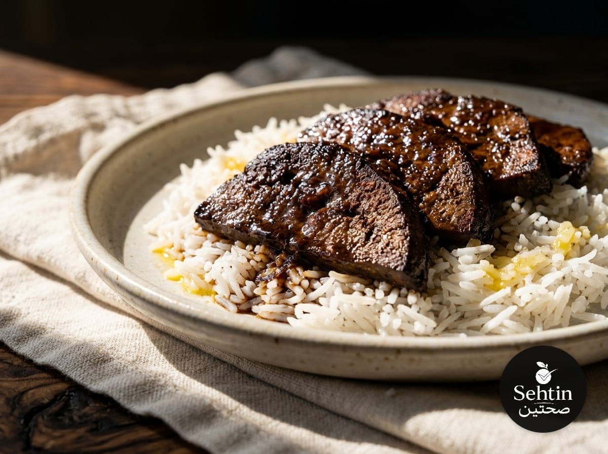 كبدة بقري بالأرز
