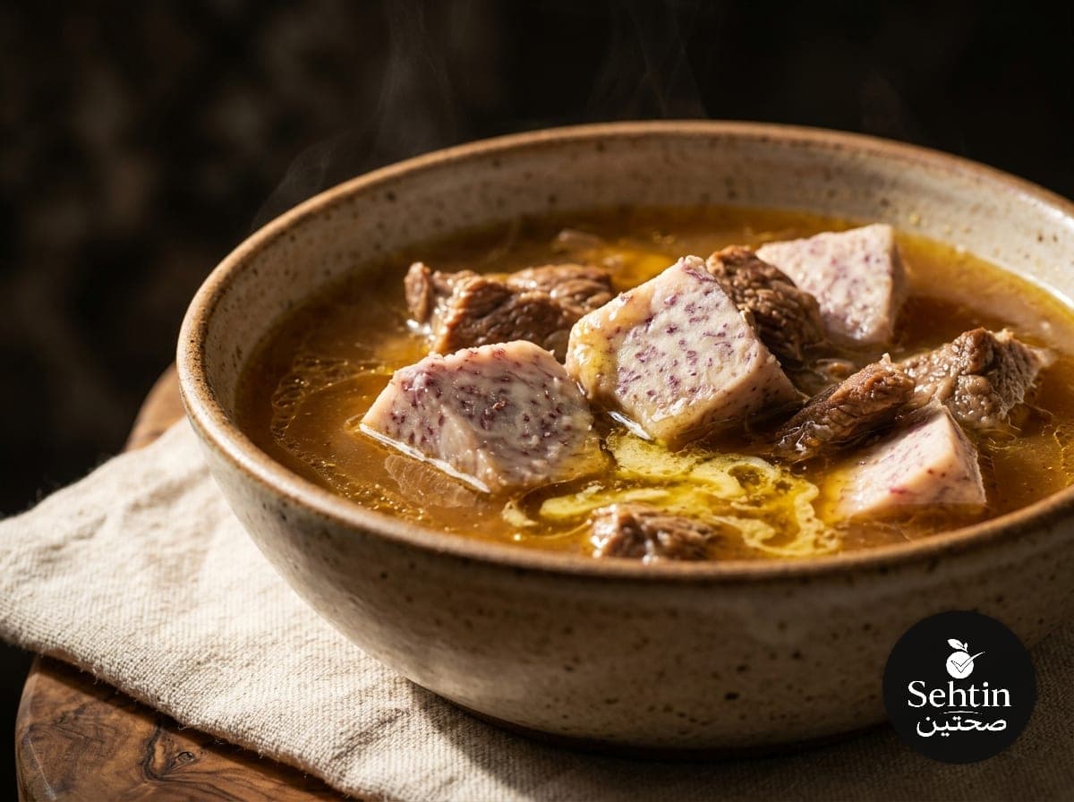 شوربة قلقاس باللحم